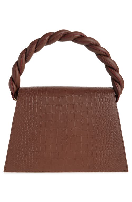 Anima Iris Medium Zaza Grande Croc Embossed Leather Top Handle Bag In Dark Brown