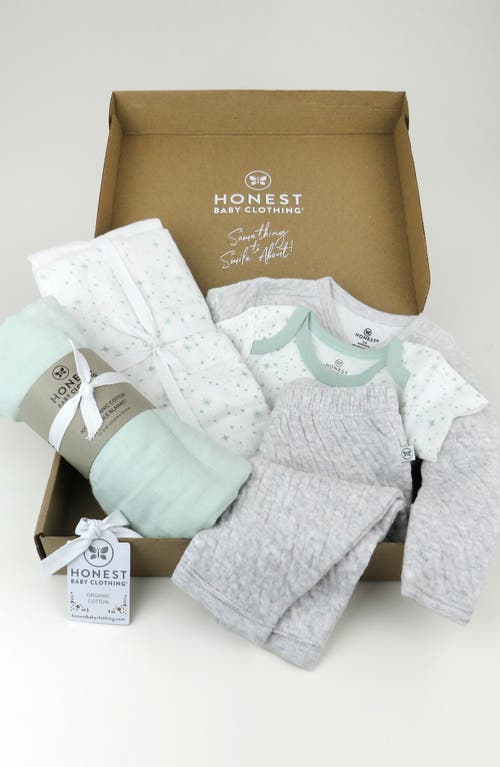 Shop Honest Baby 6-piece Take Me Home Organic Cotton Gift Set In Twinkle Star White/sage