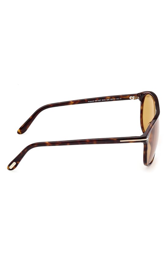 Shop Tom Ford Prescott 60mm Square Sunglasses In Shiny Dark Havana / Amber