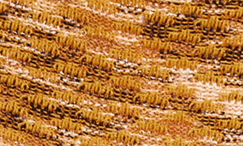 Misook Pleated A-line Tweed Knit Mini Skirt In Ochre/bk/mul