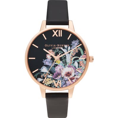 Olivia Burton Enchanted Garden Faux Leather Strap Watch,