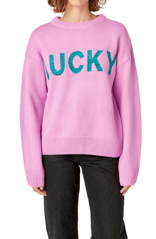 English Factory Glitter Lettering Sweater In Pink