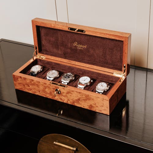 Shop Rapport London Heritage Five Watch Box In Burr Walnut