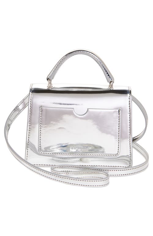 Shop Off-white Jitney Baby Mirror Metallic Leather Top Handle Bag In 7272 Silver