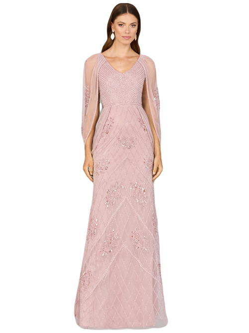 dusty rose beaded dress Beaded Midi Dress with Cap Sleeves – Ellie Belle main image 0