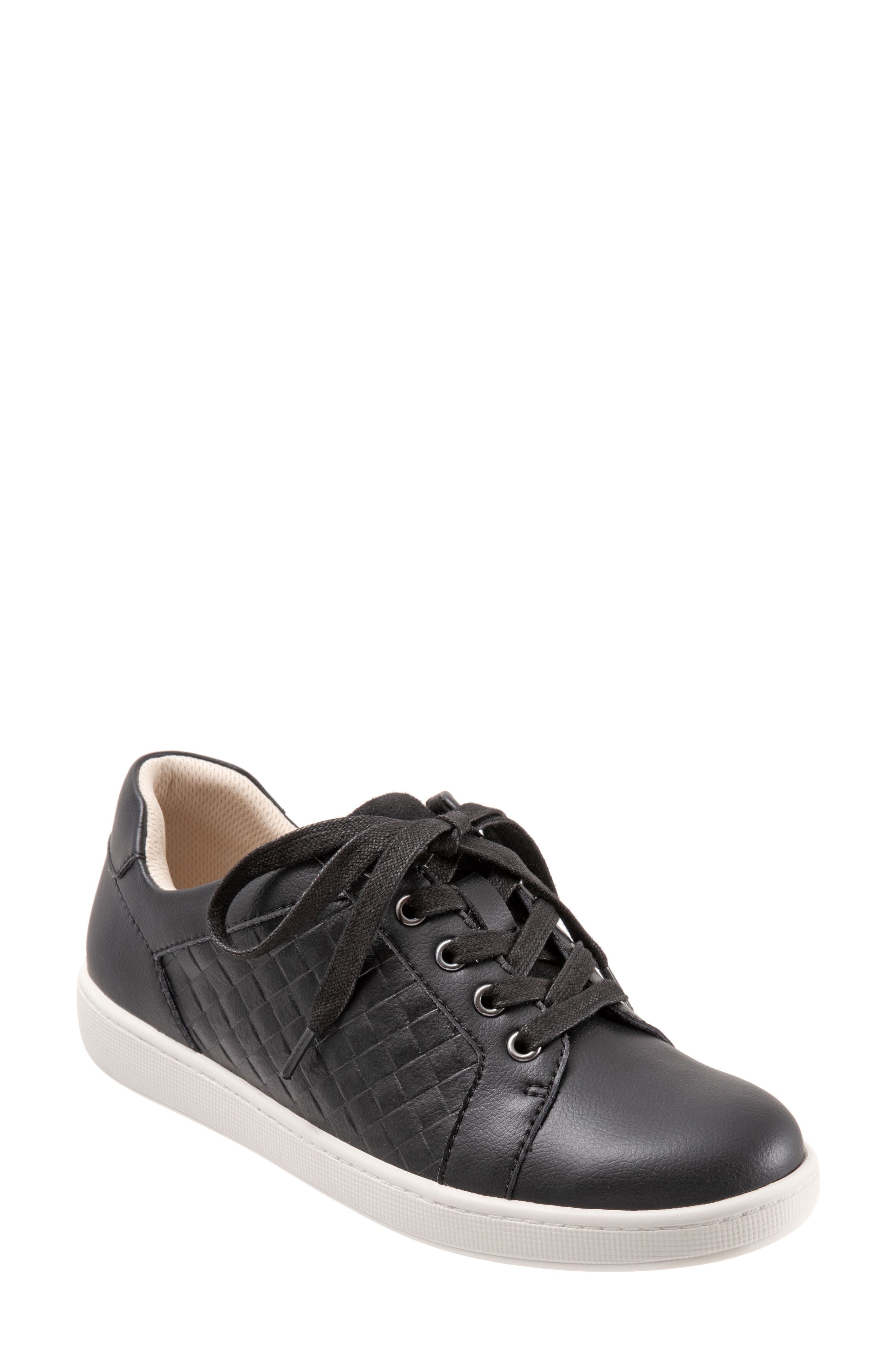 black leather quilted sneakers