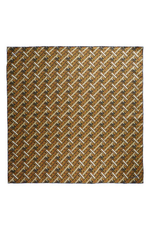Burberry Bus Print Silk Twill Square Scarf In Brown