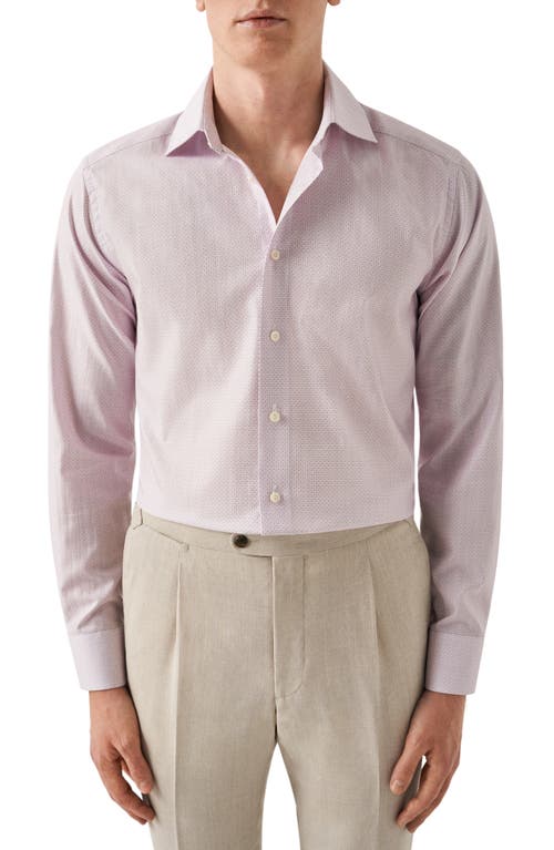 Contemporary Fit Micro Geometric Print Dress Shirt in Medium Pink
