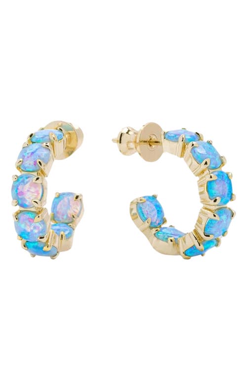 Oh She Fancy Opal Inside Out Huggie Hoop Earrings in Blue Opal/Gold