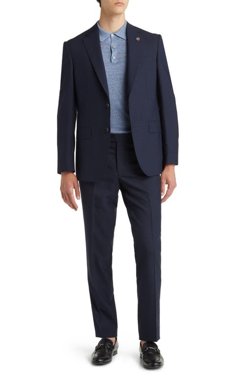 Ted Baker London Jay Slim Fit Deco Check Wool Suit in Navy