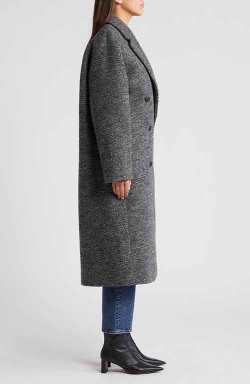 Shop Rag & Bone Thea Double Breasted Virgin Wool Herringbone Coat In Black Herringbone