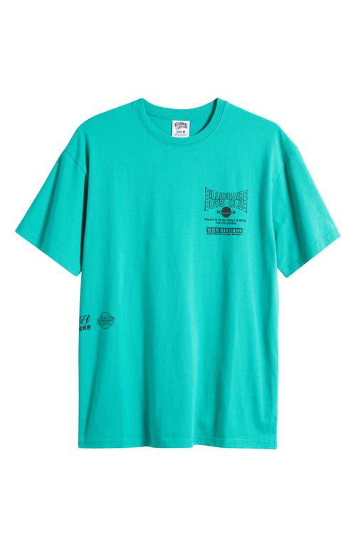 Shop Billionaire Boys Club Whim Records Cotton Graphic T-shirt In Sea Green