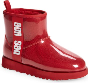 Shop UGG Classic Clear Mini Faux-Shearling Rain Boots