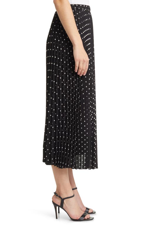 Shop Anne Klein Polka Dot Pleat Midi Skirt In Anne Black/anne White