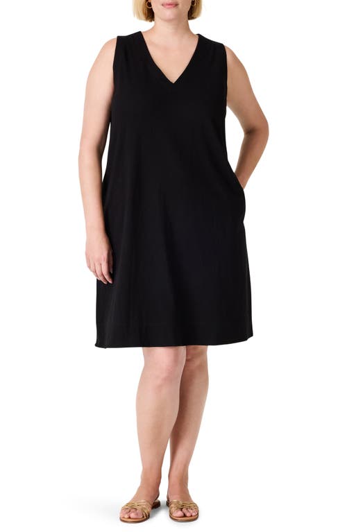 Sleeveless V-Neck Shift Dress in Black Onyx