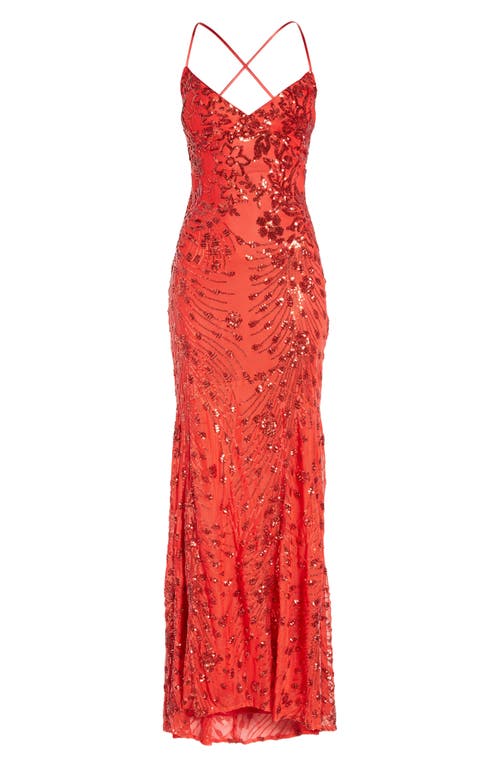 Shop Lulus Photo Finish Sequin High-low Maxi Dress In Red/shiny Red