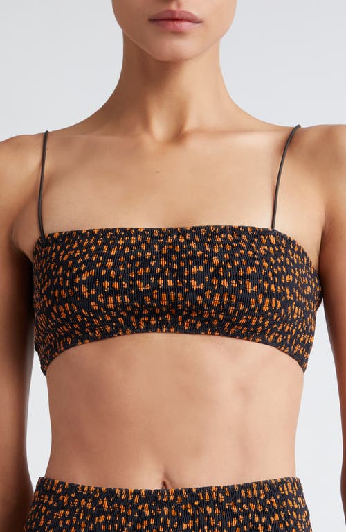 TOTEME Print Smocked Bikini Top Tortoise at Nordstrom,