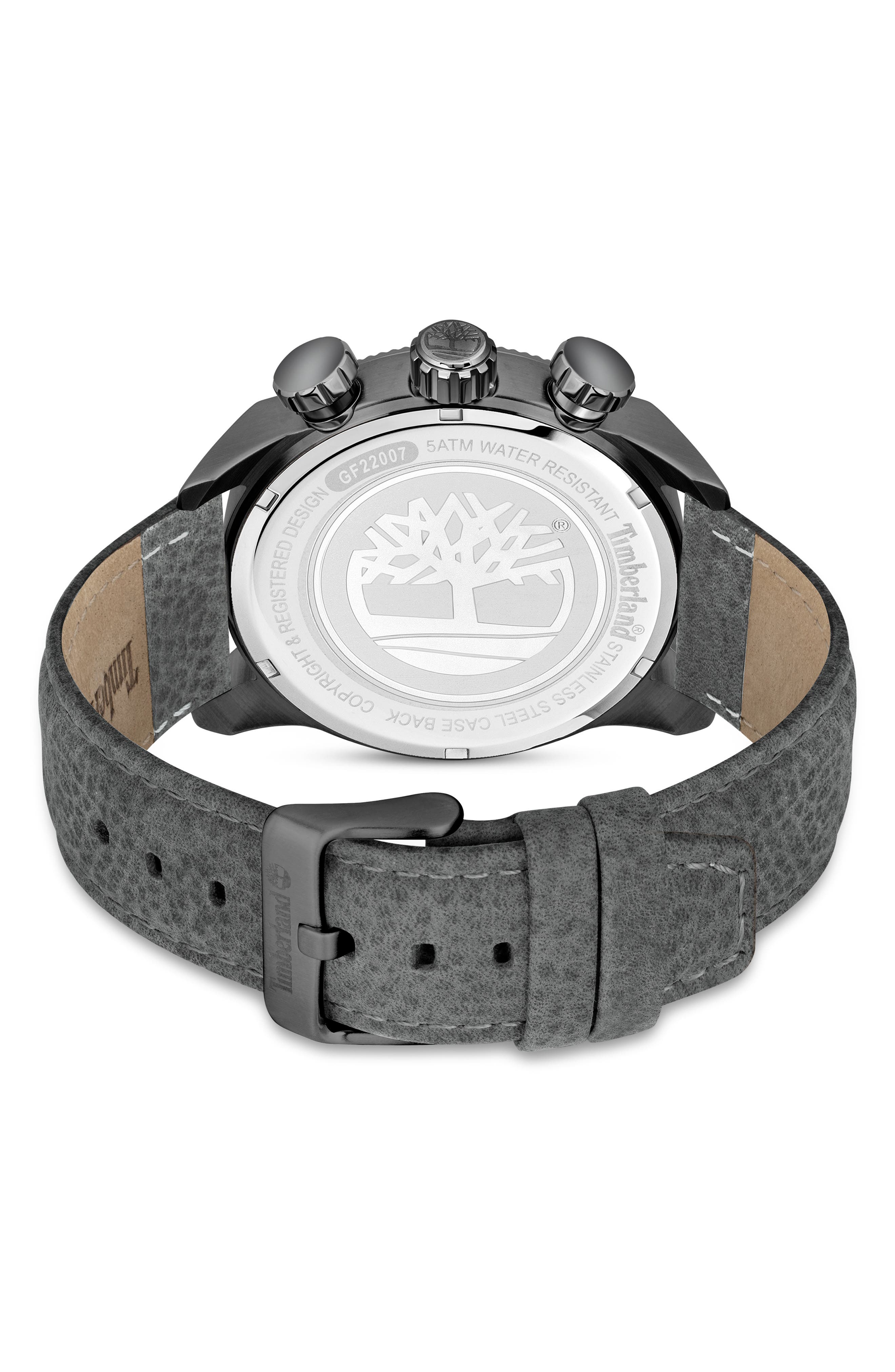 Timberland Hadlock Multifunction Leather Strap Watch, 46mm Nordstrom