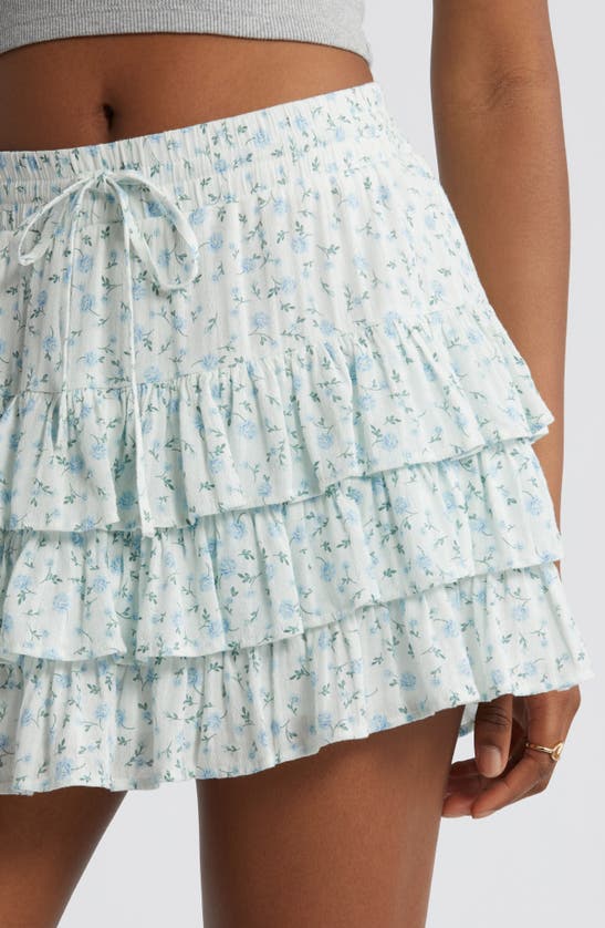 Shop Bp. Tiered Miniskirt In White- Blue Summer Garden