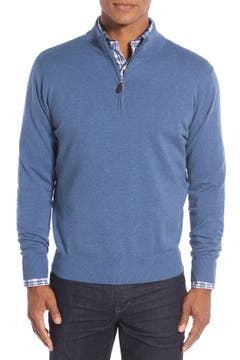Peter Millar Mock Neck Quarter Zip Wool & Cotton Sweater | Nordstrom