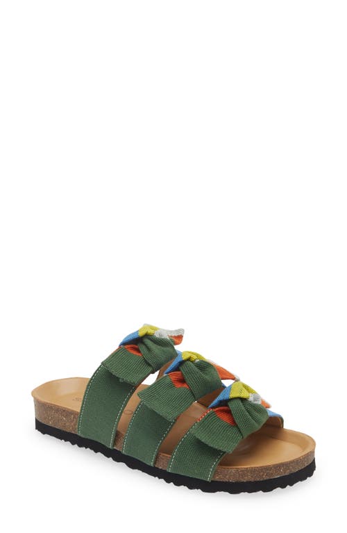 Espargos Knotted Slide Sandal in Green/Blue/White