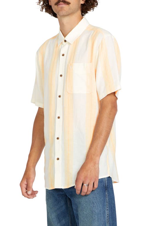 Volcom Flaxstone Stripe Short Sleeve Button-Up Shirt in Off White 