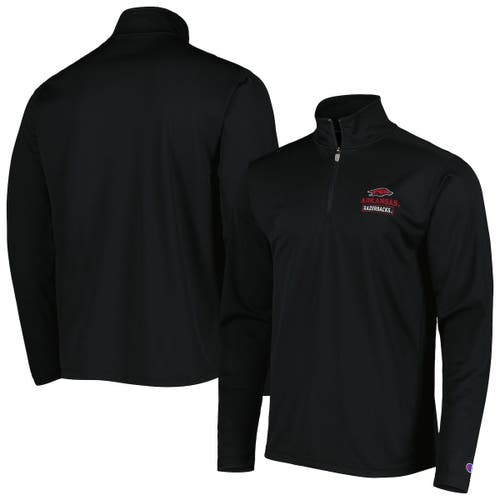 Men's Champion Black Arkansas Razorbacks Textured Quarter-Zip Jacket