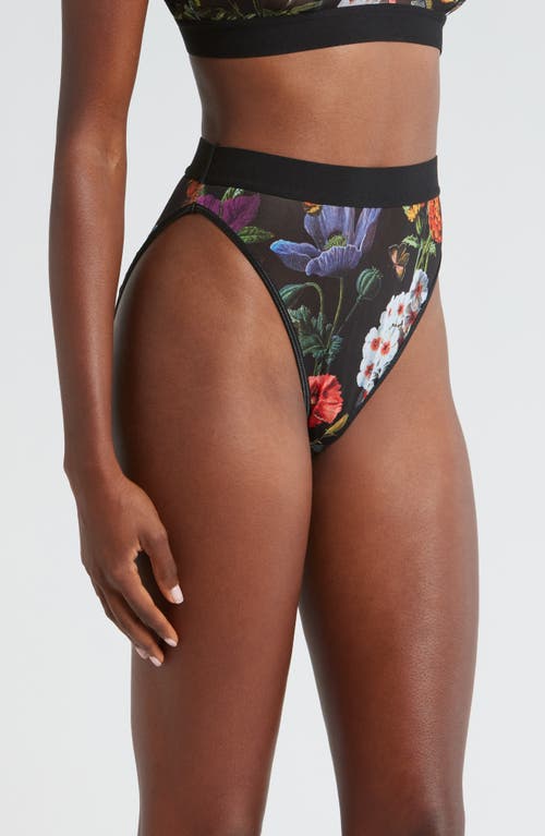 Kilo Brava Floral High Cut Mesh Briefs In Botanical Garden