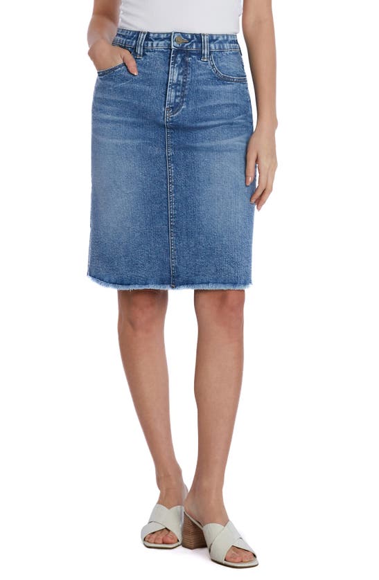 Shop Wash Lab Denim Fray Hem Denim Skirt In Sirius Blue