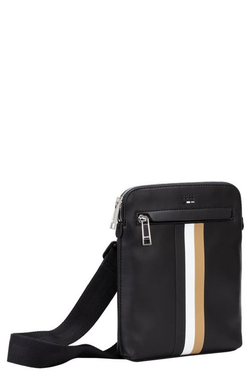 Ray Stripe Faux Leather Envelope Bag in Black