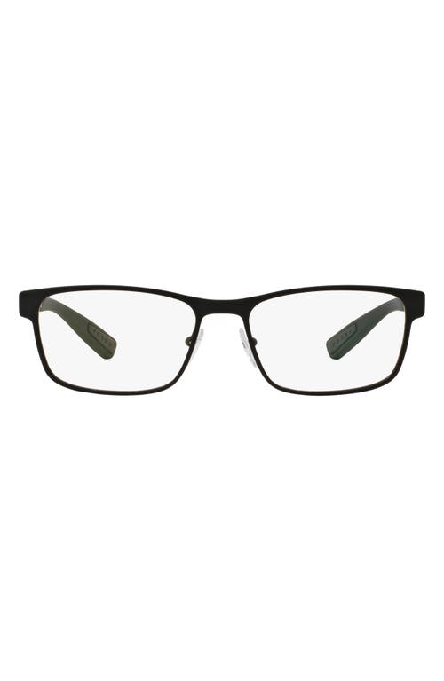 Prada Linea Rossa 55mm Rectangular Optical Glasses in Rubber Black at Nordstrom
