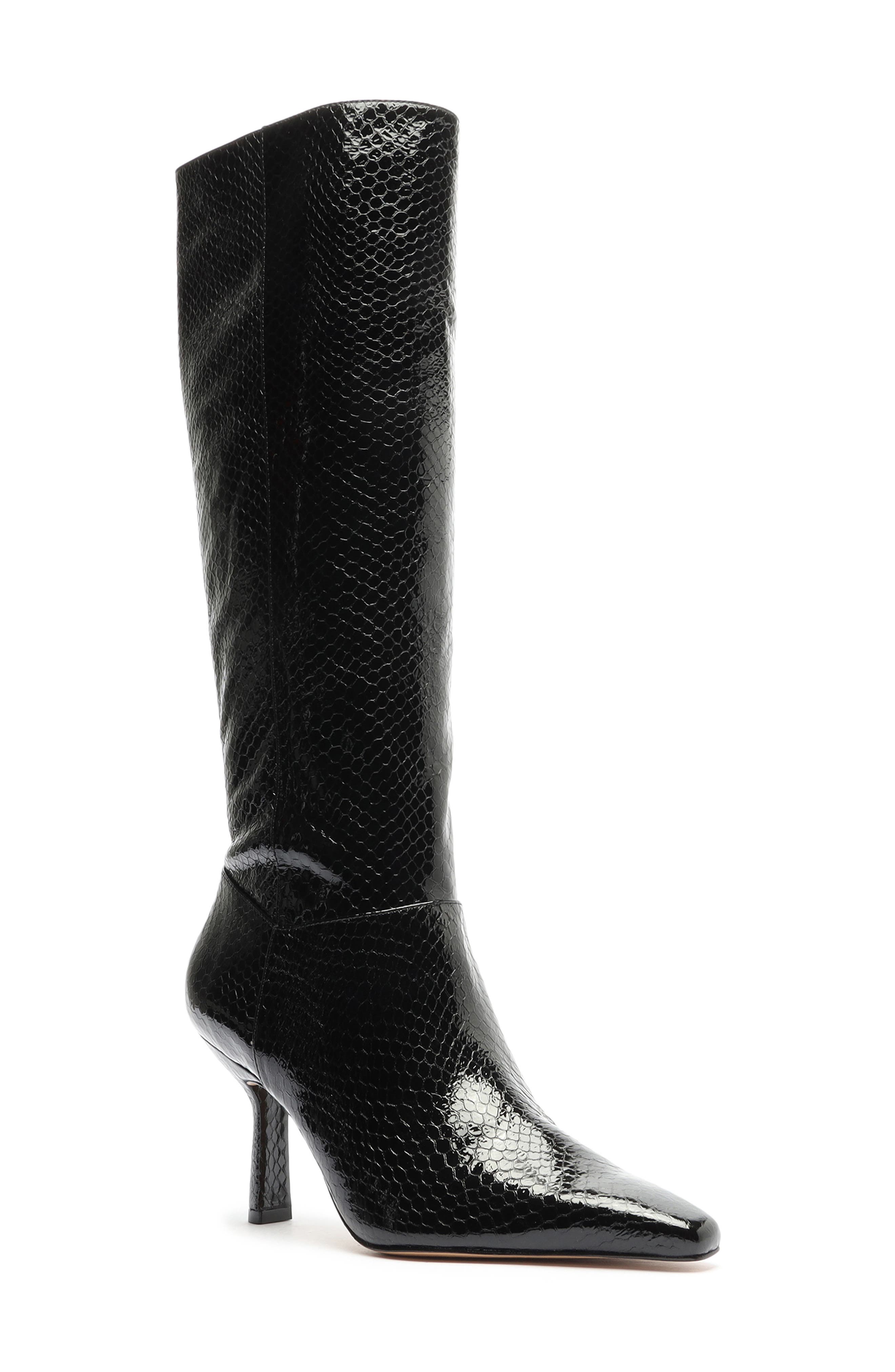 Schutz Women's Luizia Bootie, Black, 8, Leather