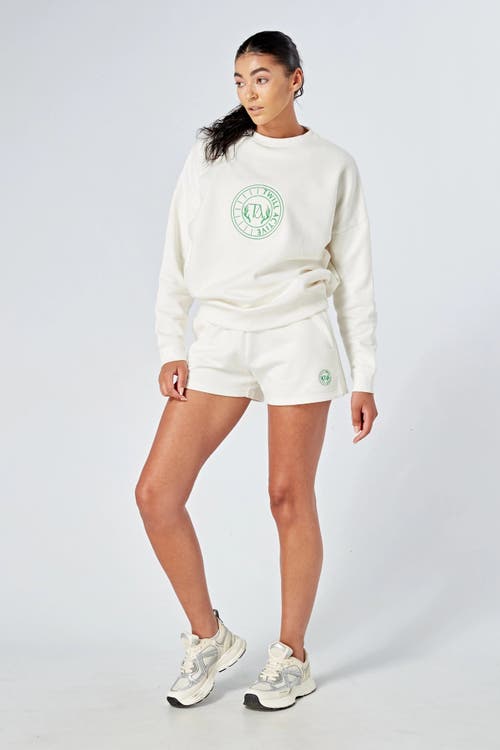 Shop Twill Active Organic Cotton Essentials Oversized Crewneck Sweatshirt In White