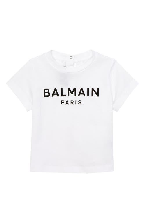 Balmain Cotton Logo Graphic Tee in 100Ne Wht/Blk