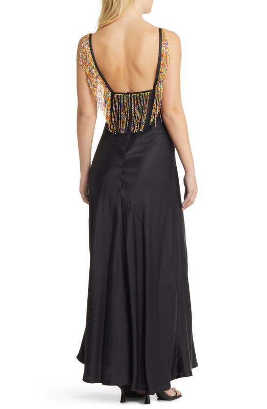 TOPSHOP TOPSHOP BEADED FRINGE MAXI DRESS 