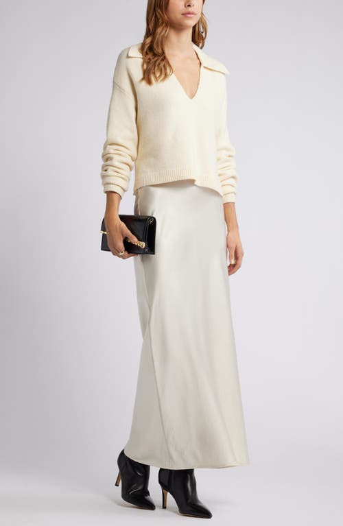 Open Edit Bias Cut Maxi Skirt In Ivory Dove