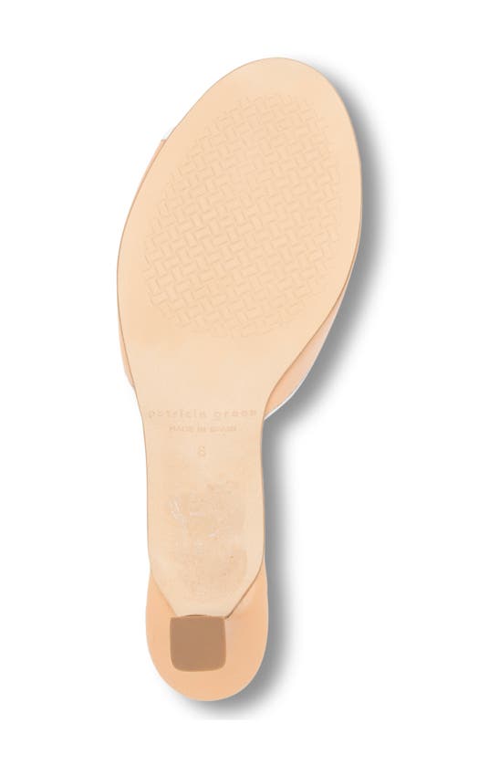 Patricia Green Bettye Kitten Heel Slide Sandal In Beige/ White