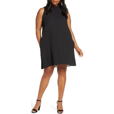 Plus Size Gibson X Hi Sugarplum! Cavallo Ruffle Neck Date Dress, Black
