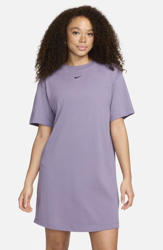Shop Nike Sportswear Essential T-shirt Dress In Daybreak/black