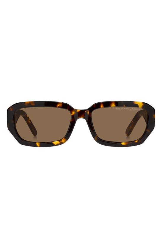 Shop Marc Jacobs 56mm Rectangular Sunglasses In Crystal Beige/ Brown