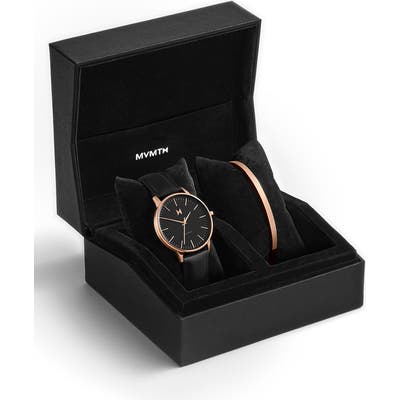 Mvmt Boulevard Santa Monica Leather Strap Watch & Cuff Bracelet Set,