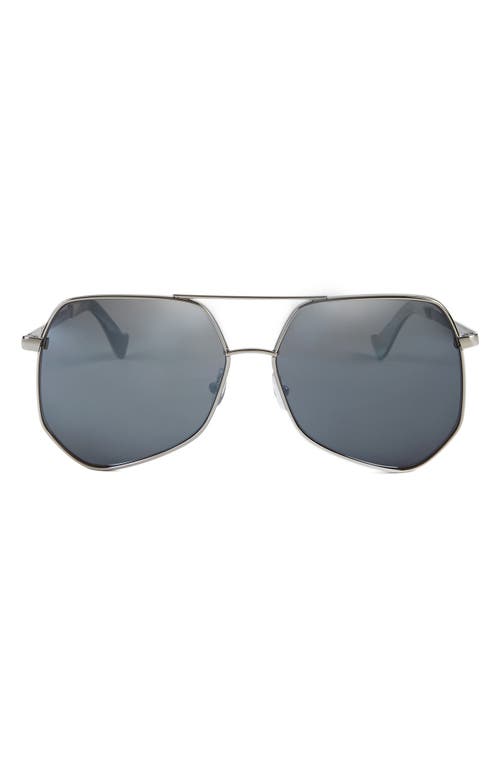 Grey Ant Megalast 59mm Aviator Sunglasses in Silver/Silver