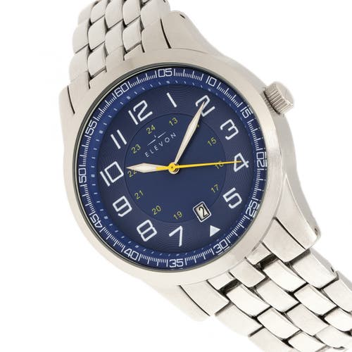 Shop Elevon Garrison Bracelet Watch W/date In Silver/blue