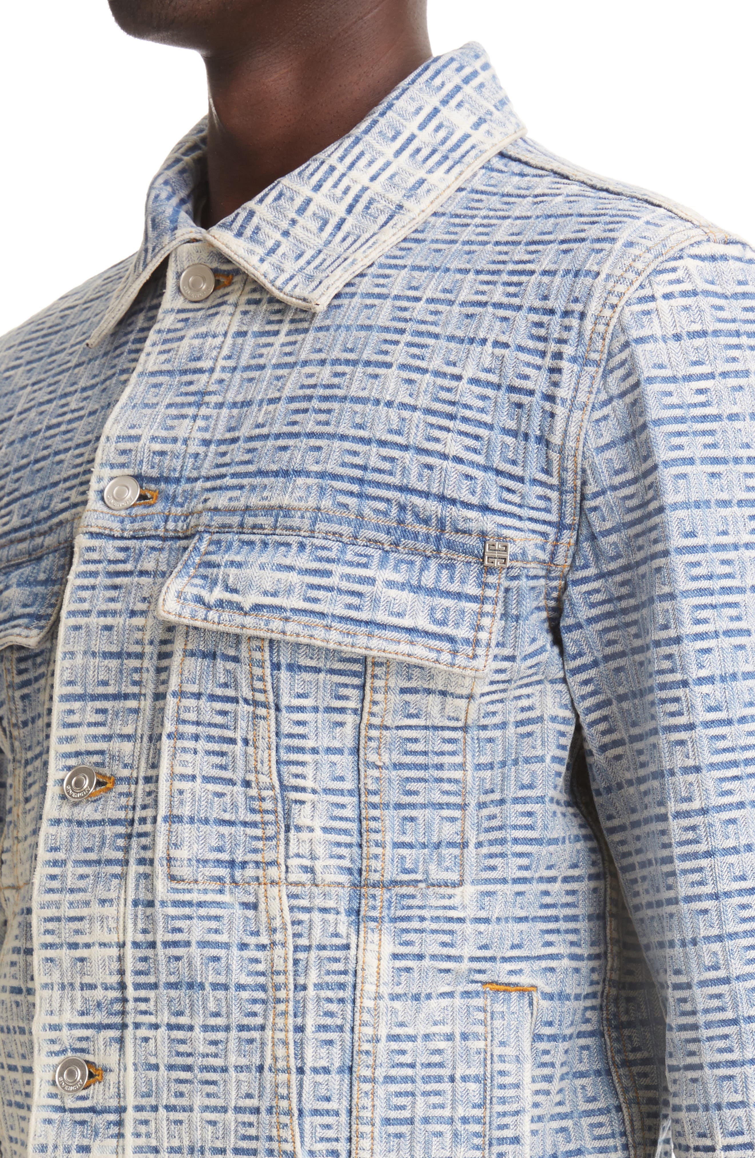 jacquard denim coat dress