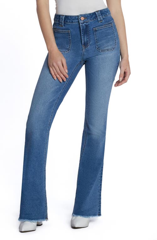 HINT OF BLU Patch Pocket Flare Jeans Atlantic Blue at Nordstrom,