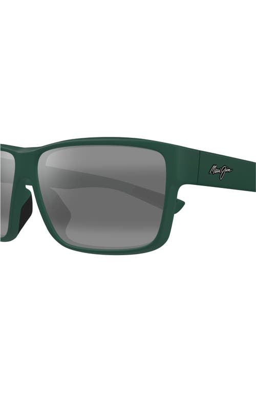 Maui Jim Uila 62mm Oversize Polarizedplus2® Wrap Sunglasses In Matte Dark Military Green
