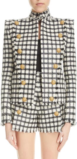 Frayed edge tweed sales jacket