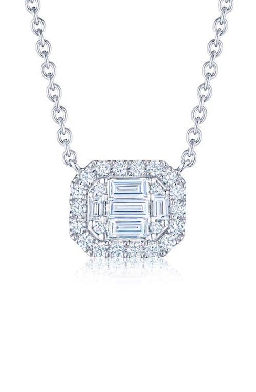 Shop Kwiat Emerald Diamond Halo Pendant Necklace In White