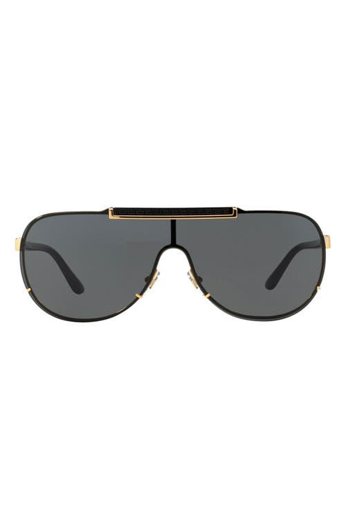 Versace 40mm Shield Sunglasses in Black/Gold/Black Solid at Nordstrom