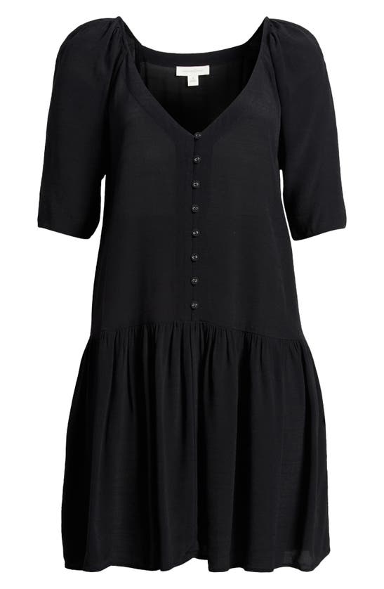 Shop Treasure & Bond Button-up Drop Waist Minidress In Black